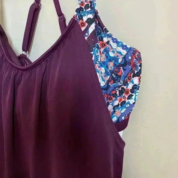 Athleta Geo Blousy Tankini Dress Size 34D/DD - Picture 3 of 13